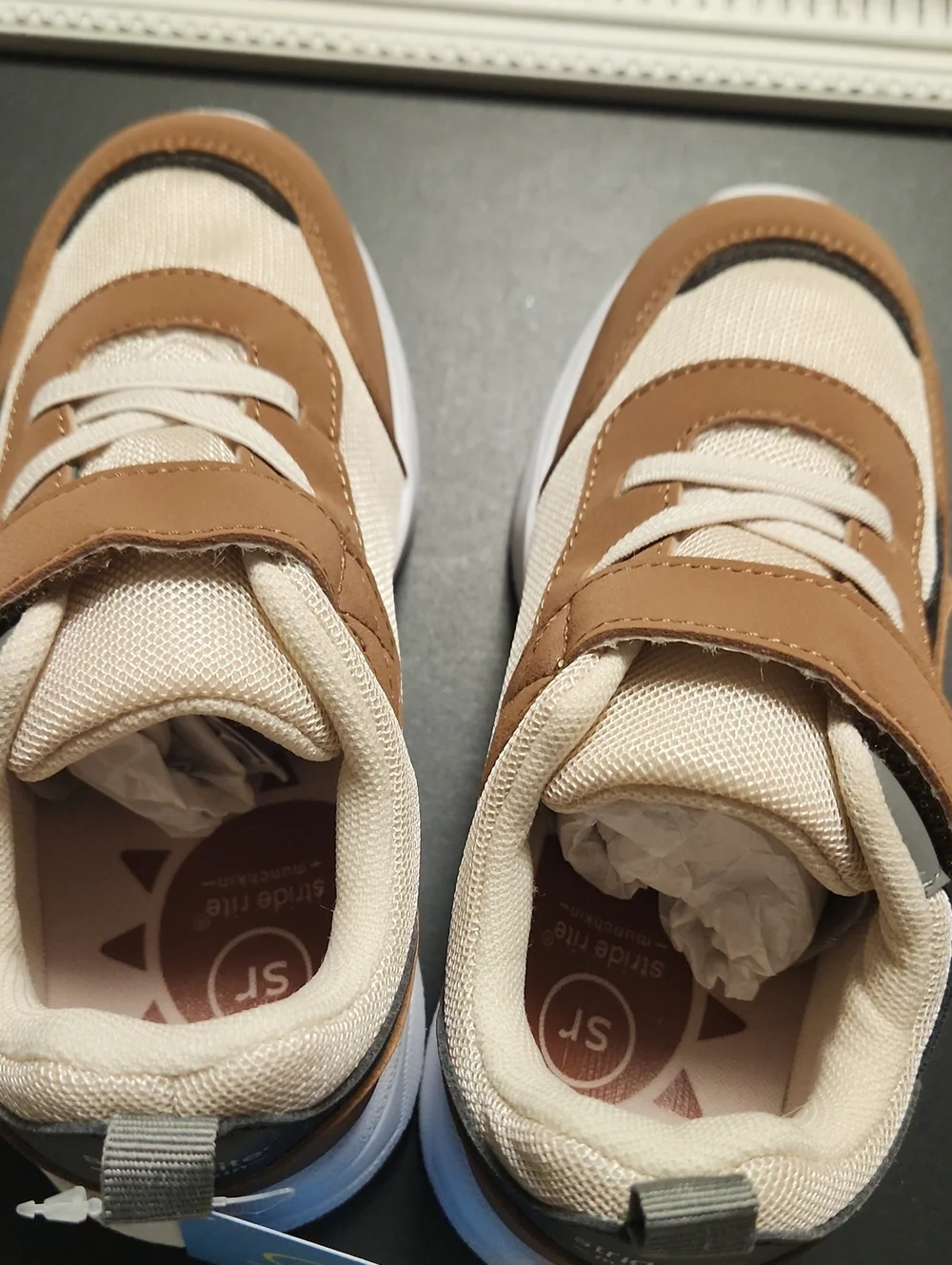 Munckins Kids Brown & Cream Velcro Sneakers